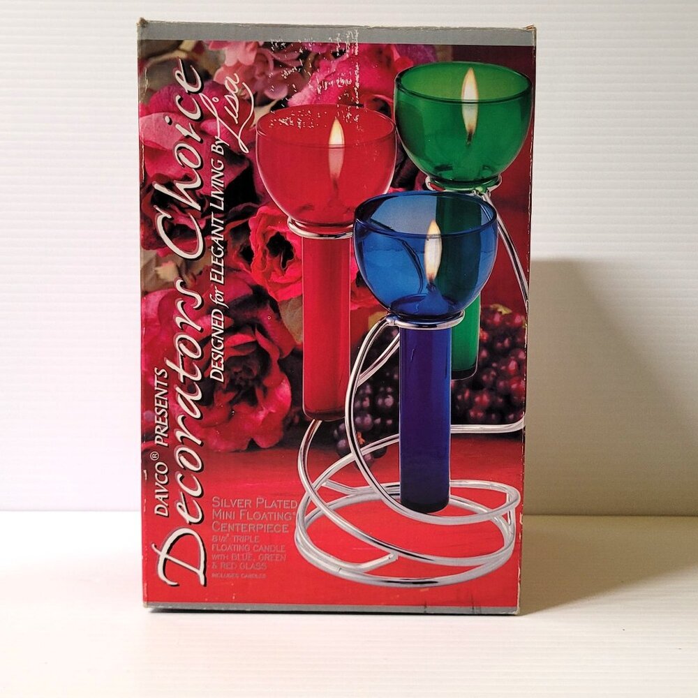 Decorators Choice Silver Plated Mini Floating Centerpiece 8 1/2'' 3 Candles New